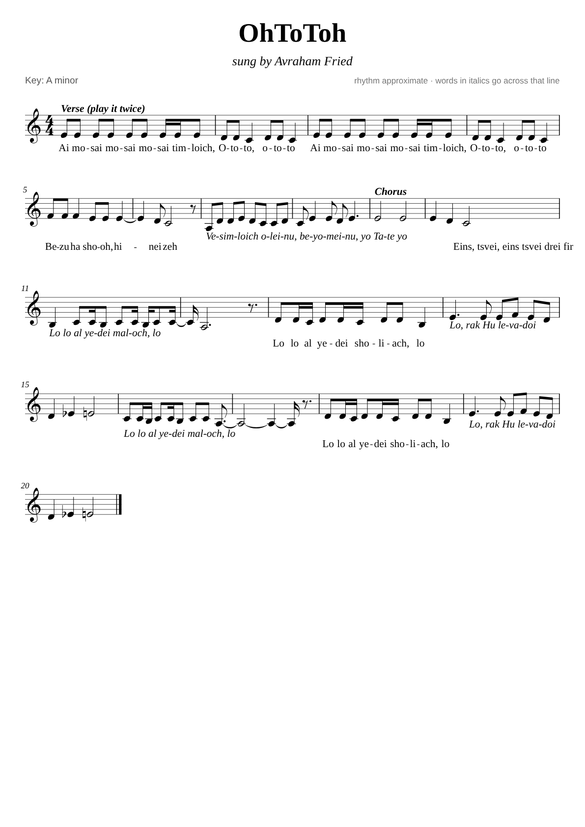 OhToToh sheet music page 1